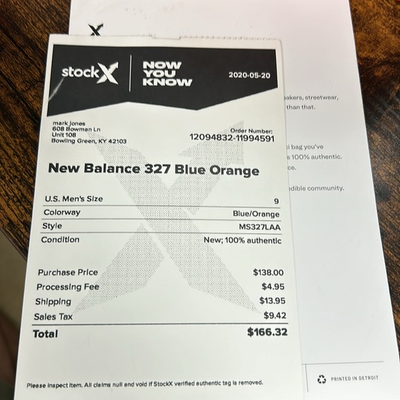 Orange and Blue New Balance 327 - Picture 5 of 5